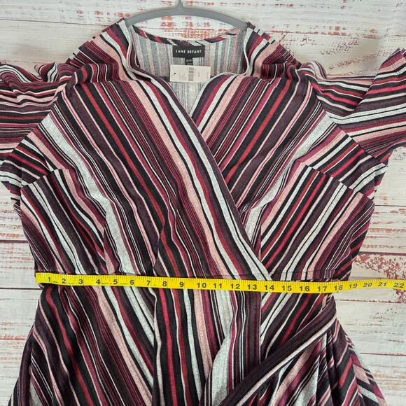 Lane Bryant Faux Wrap Asymmetrical Stretch Dress 26/28 Red Pink Casual Party NWT - Picture 8 of 12
